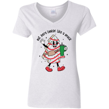 Out Here Lookin Like A Snack Christmas Tree Cake T-Shirt Women's V-Neck T-Shirt