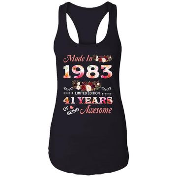Made In 1983 Limited Edition 41 Years Of Being Awesome Floral Shirt - 41st Birthday Gifts Women Unisex T-Shirt Ladies Ideal Racerback Tank