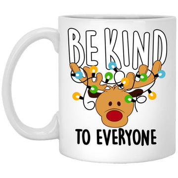 Be Kind To Everyone Reindeer Christmas Light Mug, Accent Mugs, Coffee Cup