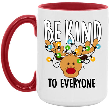 Be Kind To Everyone Reindeer Christmas Light Mug, Accent Mugs, Coffee Cup