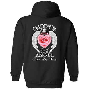 Rose Wings Daddy's Girl I Used To Be His Angel Now He's Mine Shirt Memorial Shirt Sayings Print On Back