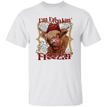 I'm Freaking Freezing Funny Heifer Cow Funny Shirt Christmas Gift