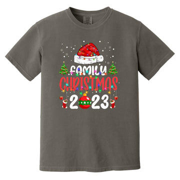 Christmas 2023 Family Matching Outfits Team Santa Elf Squad Shirt Comfort Colors Heavyweight T-Shirt