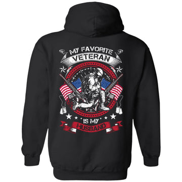 My Favorite Veteran Is My Husband Shirt, Proud Husband Tee, Veterans Day Shirt, Military Clothes, Husband T-Shirt For Women, Army Husband Shirts For Wife, Husband Gifts Prin On Back