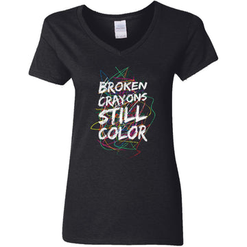 Broken Crayons Still Color Women's V-neck T-Shirts