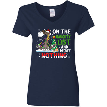 Horse Christmas - On The Naughty List And I Regret Nothing Shirt Women's V-Neck T-Shirt