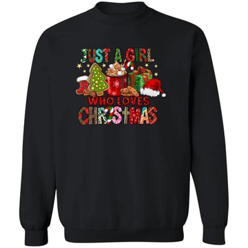 Just A Girl Who Loves Hot Cocoa Funny Christmas Shirt Unisex Crewneck Pullover Sweatshirt