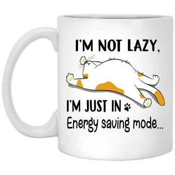 I'm Not Lazy I'm Just In Energy Saving Mode Cat Funny Mug, Coffee Mugs