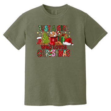 Just A Girl Who Loves Hot Cocoa Funny Christmas Shirt Comfort Colors Heavyweight T-Shirt