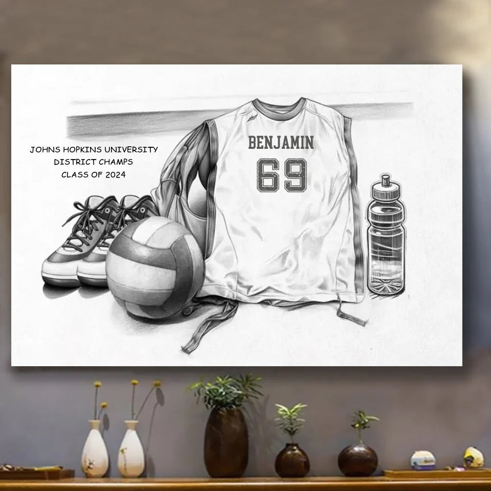 Personalized Class Volleyball Team Canvas Poster, Gift For Volleyball Team Members