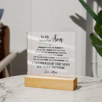 To My Amazing Son - Always Keep Me In Your Heart - Square Acrylic Plaque - Gift For Son Form Mom