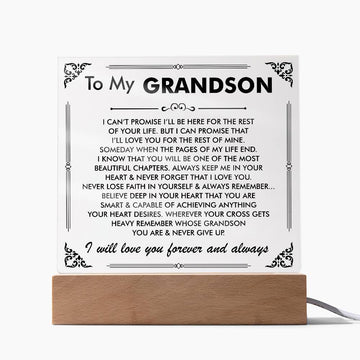 To My Grandson - I Will Love You Forever And Always Square Acrylic Plaque - Grandson Gift From Grandma, Grandpa