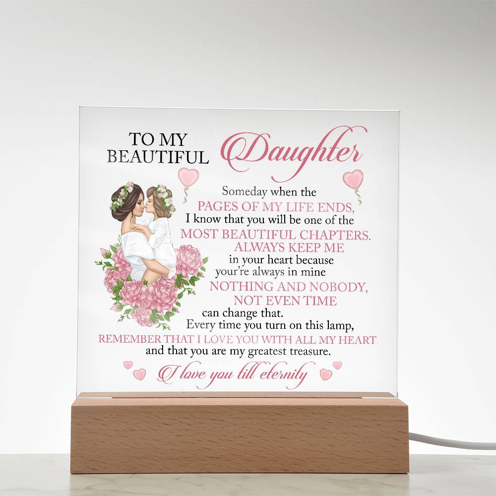 To My Beautiful Daughter | I Love You Till Eternity Acrylic Plaque Gift For Daughter From Mom