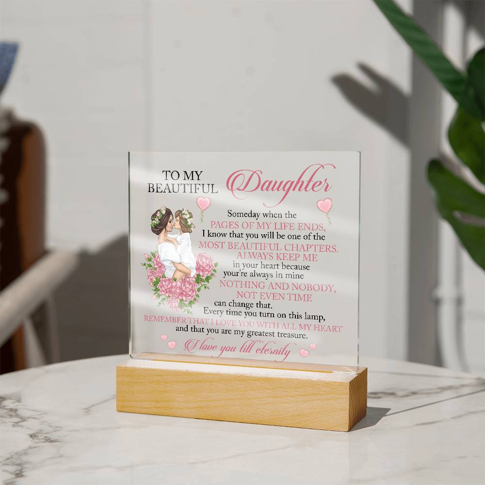 To My Beautiful Daughter | I Love You Till Eternity Acrylic Plaque Gift For Daughter From Mom