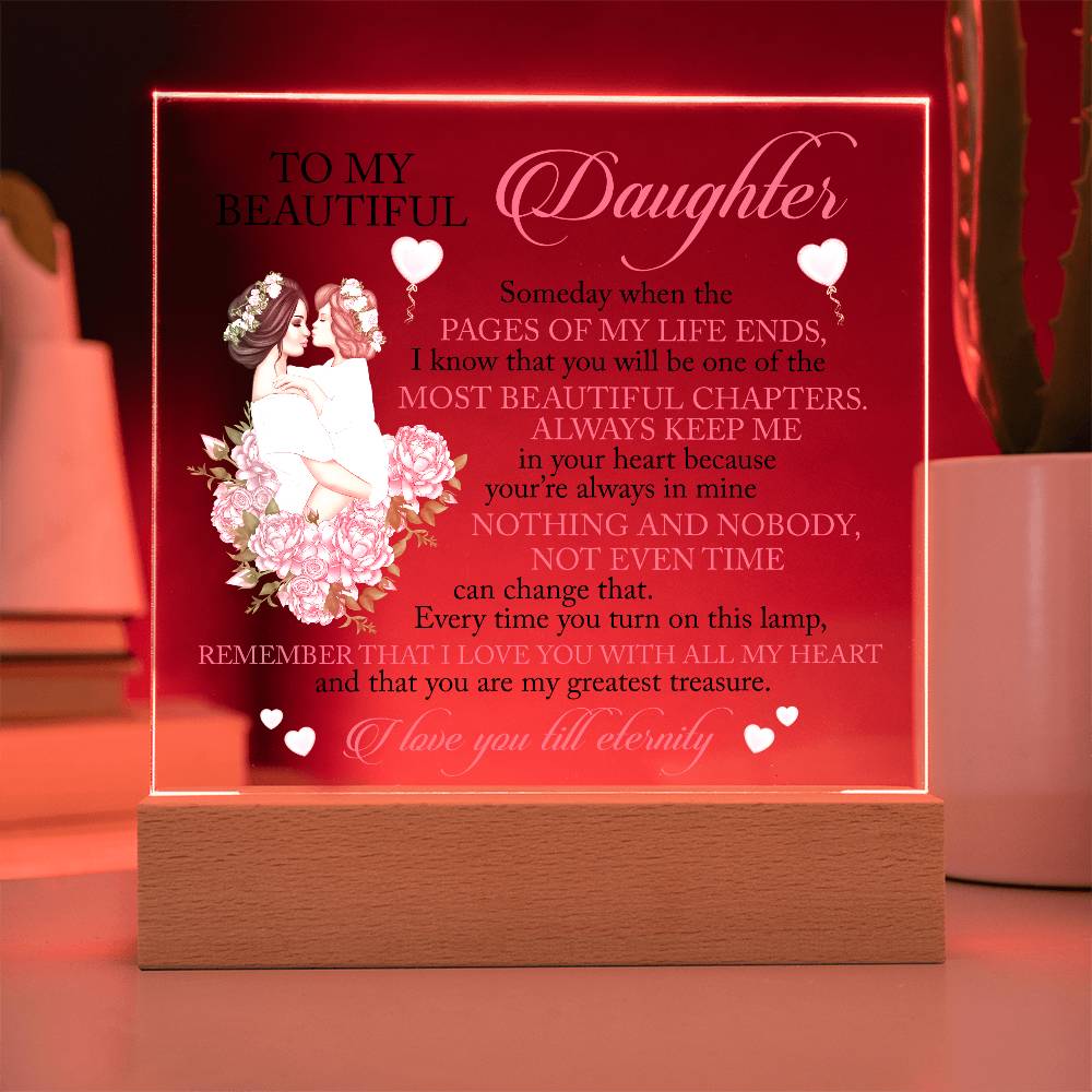 To My Beautiful Daughter | I Love You Till Eternity Acrylic Plaque Gift For Daughter From Mom