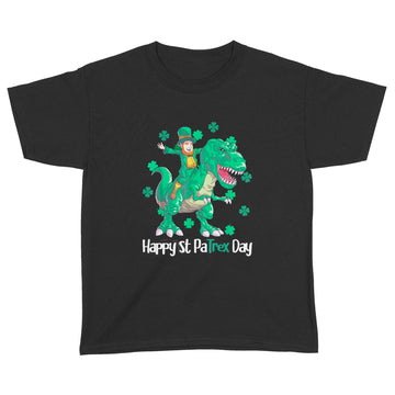 Dino St Patricks Day Shirt Kids Toddler Boys Leprechaun T-Shirt - Standard Youth T-shirt