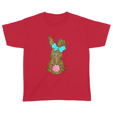 Happy Easter Cute Leopard Bunny Rabbit T-Shirt - Standard Youth T-shirt