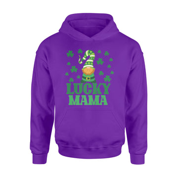 Lucky Mama Mother St Patrick's Day Clover Gnome Irish Gift Premium T-Shirt - Standard Hoodie