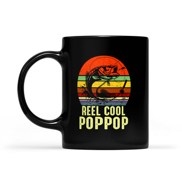 Vintage Reel Cool Pop-Pop Fishing Funny Grandpa PopPop Mug - Black Mug