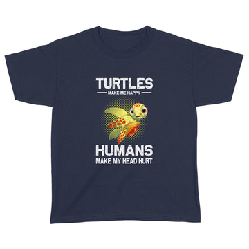 Turtle Make Me Happy Humans Make My Head Hurt Funny Shirts - Standard Youth T-shirt