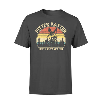 Pitter Patter German Shepherd Dog Let’s Get At ‘Er Vintage Retro T-Shirt - Premium T-shirt