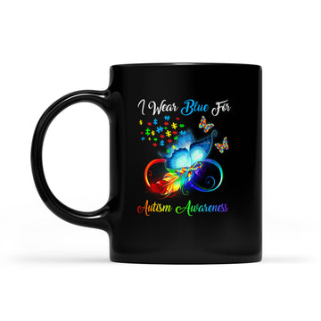 Autism Awareness - I Wear Blue For Autism Awareness Gifts Mug - Black Mug