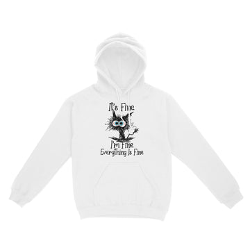 Black Cat It's Fine I'm Fine Everything Is Fine Shirt - Funny Cat Lovers T-Shirt - Standard Hoodie