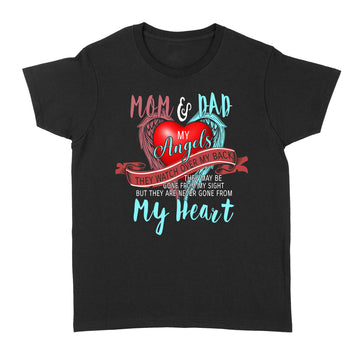 Mom and Dad My Angels They Watch Over My Back My Heart Shirt - Memory Of Parents In Heaven T-Shirt