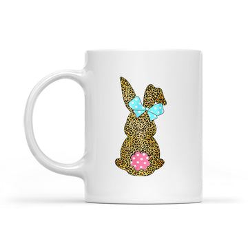 Happy Easter Cute Leopard Bunny Rabbit Mug - White Mug