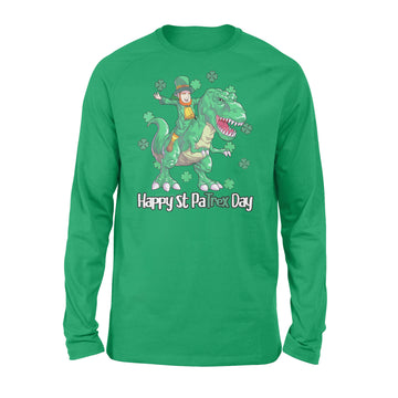 Dino St Patricks Day Shirt Kids Toddler Boys Leprechaun T-Shirt - Standard Long Sleeve