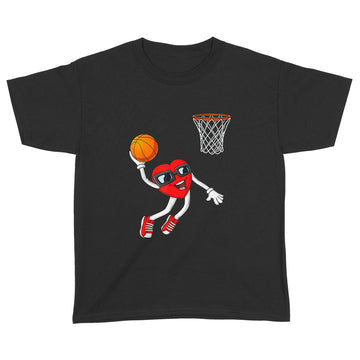 Valentines Day Heart Dunking Basketball Boys Girls Kids Gift T-Shirt - Standard Youth T-shirt