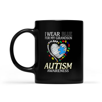 I Wear Blue For My Grandson Autism Awareness Accept Understand Love Mug - Black Mug