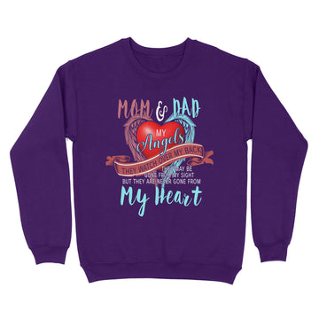 Mom and Dad My Angels They Watch Over My Back My Heart Shirt - Memory Of Parents In Heaven T-Shirt