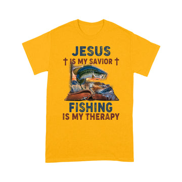 Jesus Is My Savior Fishing Is My Therapy Graphic Tees Shirt - Standard T-shirt