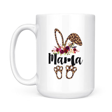 Bunny Easter Mama Leopard Print Mug Rabbit Funny T-Shirt Mom Graphic Mug - White Mug