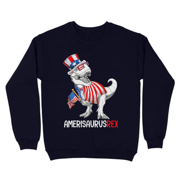 American Flag 4th Of July T Rex Dinosaur Amerisaurus Rex Boy T shirt - Standard Crew Neck Sweatshirt