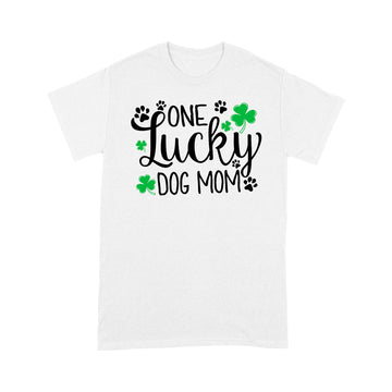 One Lucky Dog Mom Shamrock Paw Shirt St Patrick's Day Graphic Tee - Standard T-shirt