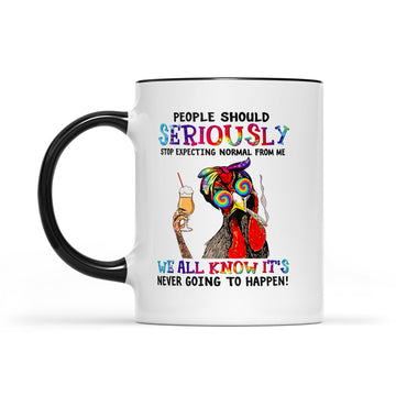 Funny Chicken Hippie People Should Seriously Stop Expecting Normal From Me We All Know Mug - Accent Mug