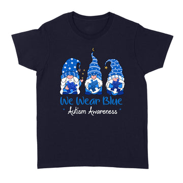 Three Gnomes Holding Blue Puzzle Autism Awareness Shirt - Standard Women's T-shirt