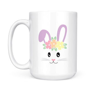 Cute Easter Bunny Face Pastel Mug For Girls - White Mug