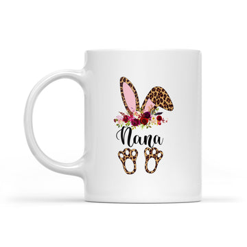 Nana Bunny Floral Leopard Plaid Nana Happy Easter Mother's Day Mug - White Mug