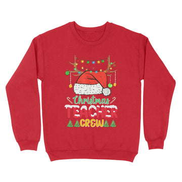 Santa and Reindeer Teacher Crew Merry Christmas Shirt Funny Xmas Gift