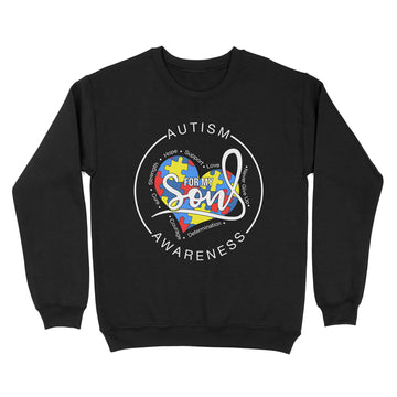 Autism Awareness Puzzle Piece For My Son Love Autistic Support Shirt - Standard Crew Neck Sweatshirt