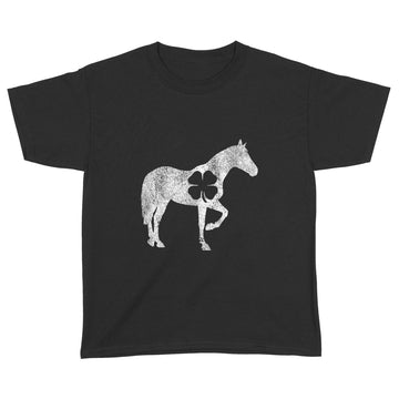 Horse Irish Shamrock St. Patrick's Day Saint Paddy's Girl T-Shirt - Standard Youth T-shirt