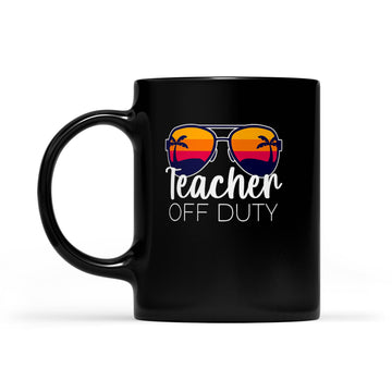 Teacher Off Duty Sunglasses Beach Sunset Mug - Black Mug