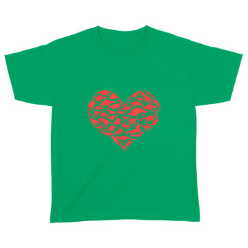 Boys Valentines Day Shirt - Dinosaur Heart Kids Dino Gift T-Shirt - Standard Youth T-shirt