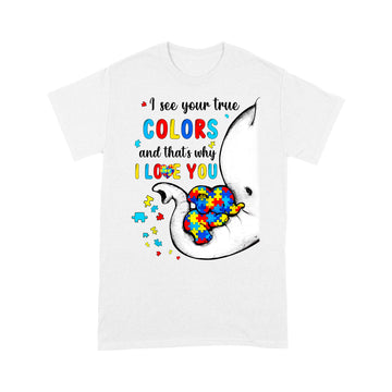 Autism Awareness Elephan I See Your True Colors Puzzle Piece Shirt - Standard T-Shirt