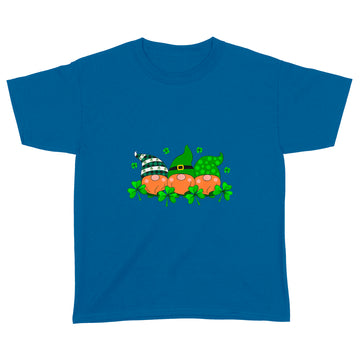 Three Gnomes Holding Clover Happy St Patrick's Day Shamrock T-Shirt - Standard Youth T-shirt