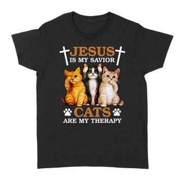 Jesus Is My Savior Cats Are My Therapy Funny Shirt - Standard Women's T-shirt