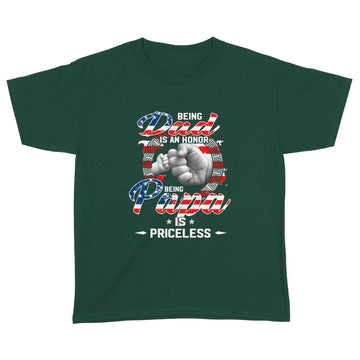 Being Dad Is An Honor Being Papa Is Priceless Flag Funny Father's Day T-Shirt